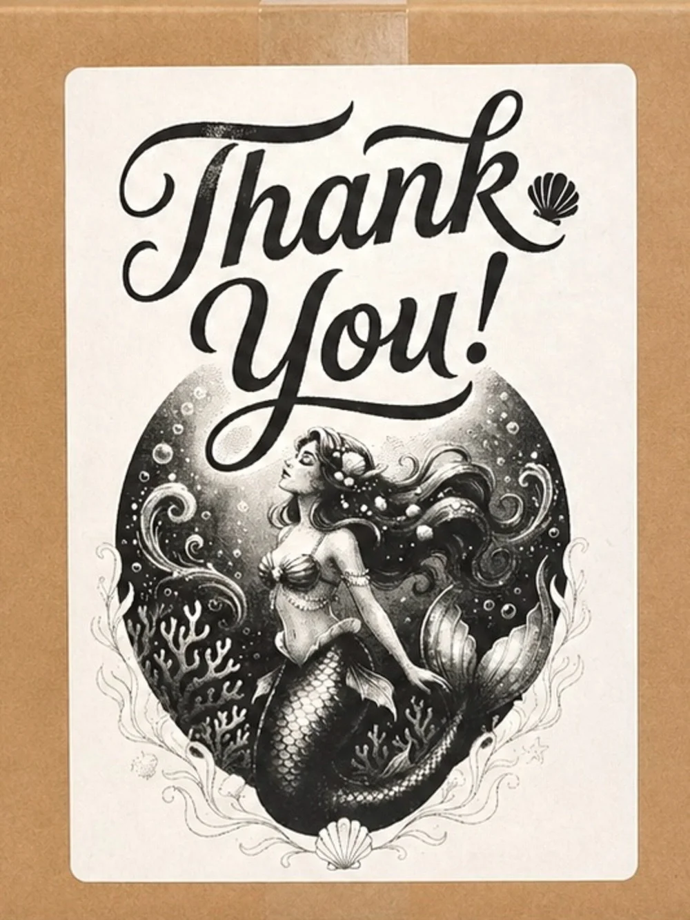 Mermaid Thank You Stickers 4”x6”-100ct.